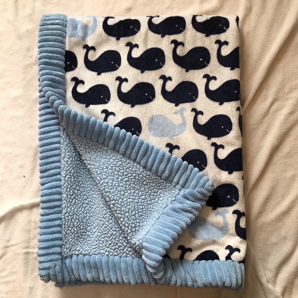 KOALA Baby Whale Baby Crib Blanket Blue White
